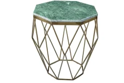 Abstrakter Beistelltisch DIAMOND 50cm grün Marmor messing Metall