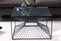 Abstrakter Couchtisch ILLUSION 60cm schwarz Metall Glas handmade modernes Design