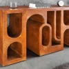 Abstrakter Konsolentisch ART AMBIENTE 120cm kupfer Edelrost-Look Beton Rundbogen-Design