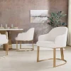 Armlehnen Stuhl EXTRAVAGANCIA beige Cord Metall brushed champagner gold