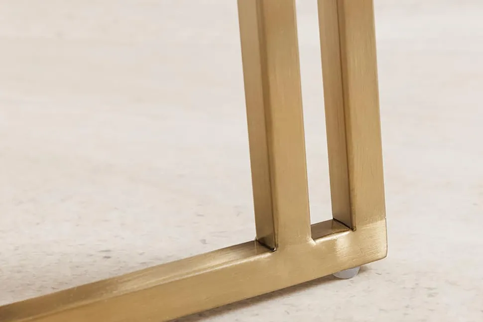 Armlehnen Stuhl EXTRAVAGANCIA beige Cord Metall brushed champagner gold