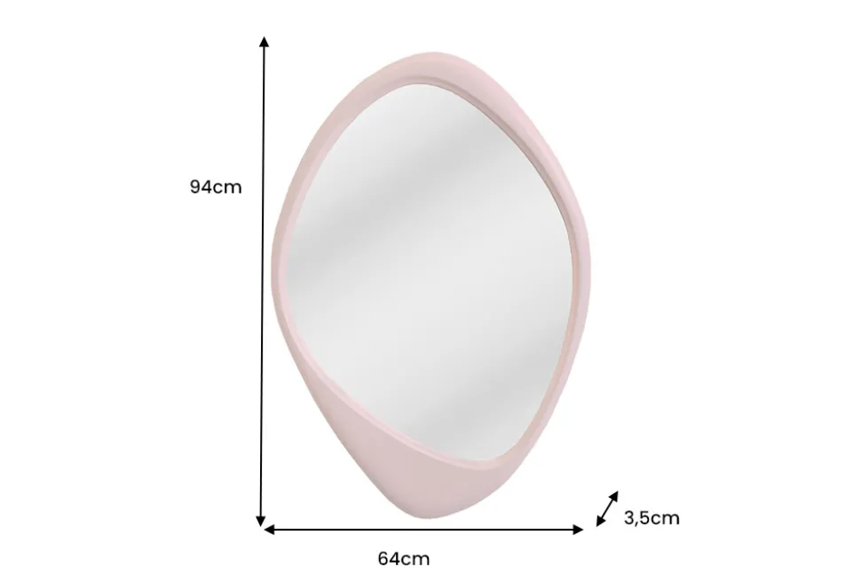 Asymmetrischer Wandspiegel ORGANIC 95cm rosa flexibel aufhängbar
