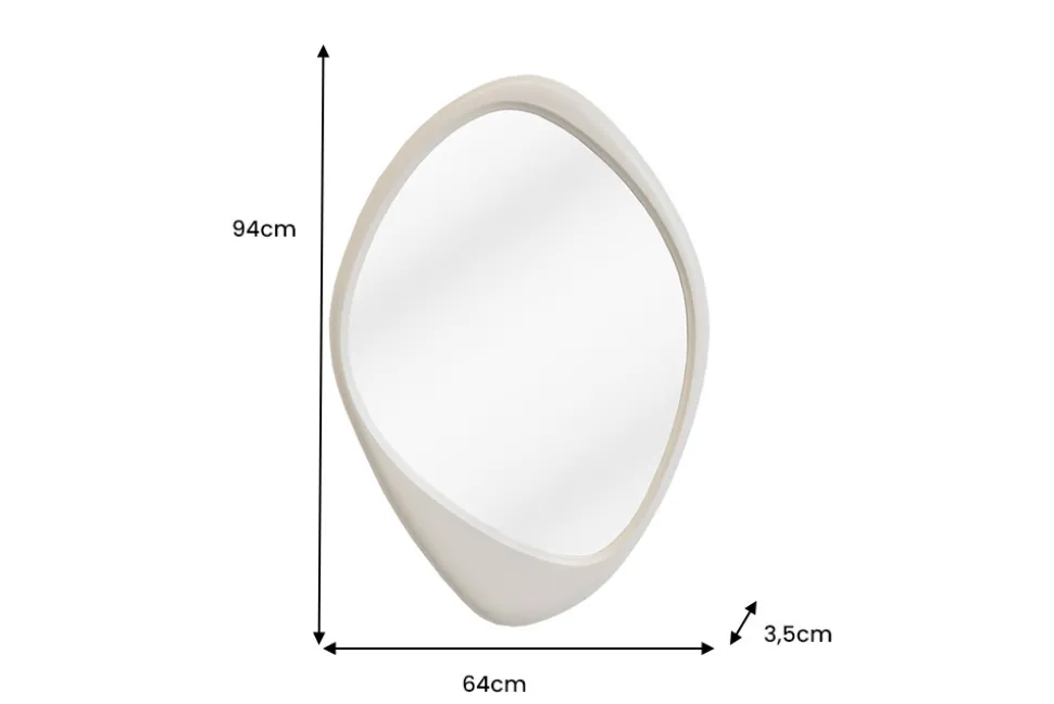 Asymmetrischer Wandspiegel ORGANIC 95cm greige flexibel aufhängbar