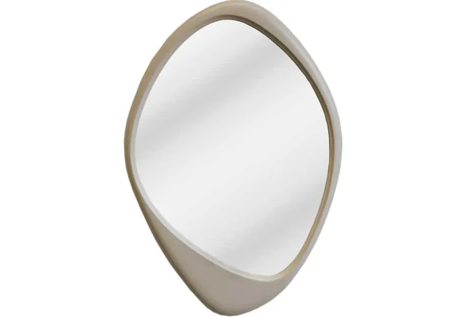 Asymmetrischer Wandspiegel ORGANIC 95cm greige flexibel aufhängbar