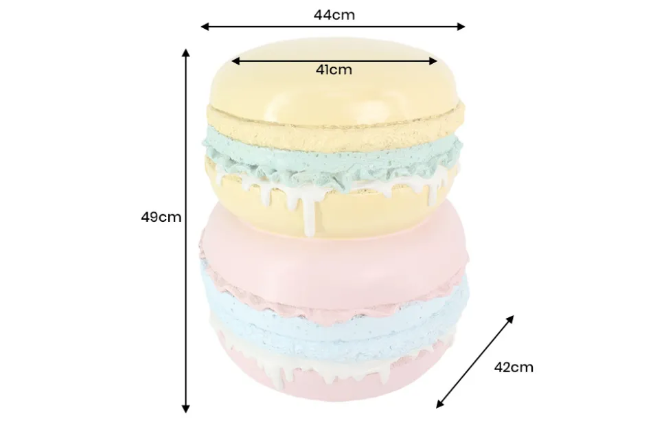 Außergewöhnlicher Beistelltisch MACARONS 50cm gelb rosa Fiberglas rund handmade