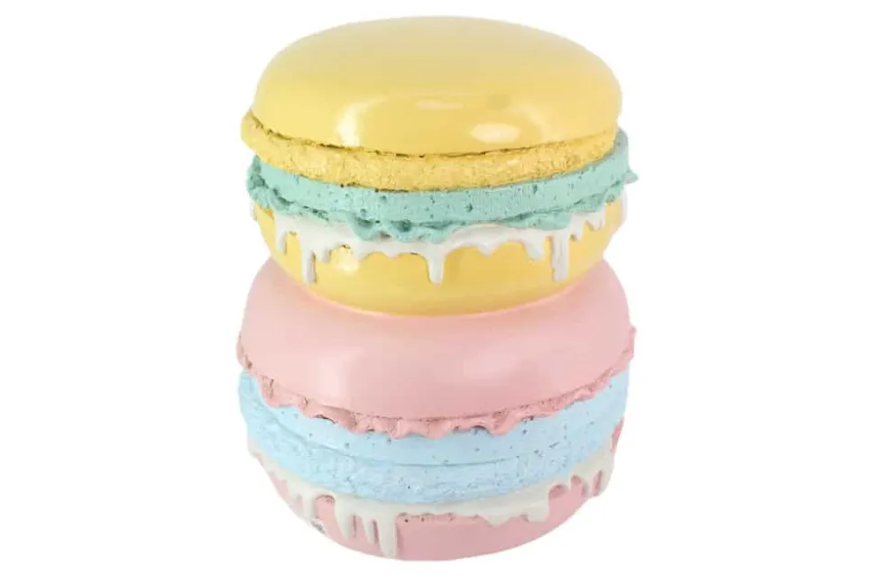Außergewöhnlicher Beistelltisch MACARONS 50cm gelb rosa Fiberglas rund handmade