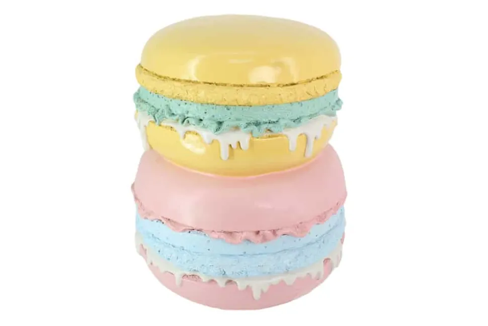 Außergewöhnlicher Beistelltisch MACARONS 50cm gelb rosa Fiberglas rund handmade