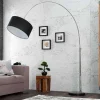 Ausziehbare Bogenlampe LOUNGE DEAL 170-200cm schwarz Leinenschirm Stehlampe