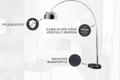 Ausziehbare Bogenlampe LOUNGE DEAL 170-210cm chrom Marmorfuß Stehlampe