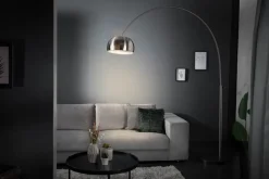 Ausziehbare Bogenlampe LOUNGE DEAL 170-210cm chrom gebürstet Marmorfuß Stehlampe