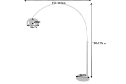 Ausziehbare Bogenlampe LOUNGE DEAL 170-210cm chrom gebürstet Marmorfuß Stehlampe