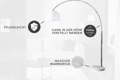 Ausziehbare Bogenlampe LOUNGE DEAL 175-205cm weiß Marmorfuß Stehlampe