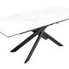 Ausziehbarer Esstisch ALPINE 160-200cm weiß Keramik Marmor schwarzes Metallgestell