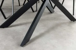 Ausziehbarer Esstisch ALPINE 160-200cm anthrazit Keramik schwarzes Metallgestell