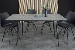Ausziehbarer Esstisch APARTMENT 120-160cm grau Beton-Design schwarzes Metallgestell