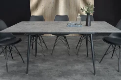 Ausziehbarer Esstisch APARTMENT 120-160cm grau Beton-Design schwarzes Metallgestell