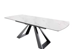 Ausziehbarer Esstisch CONCORD 180-230cm weiß Keramik schwarz Metall
