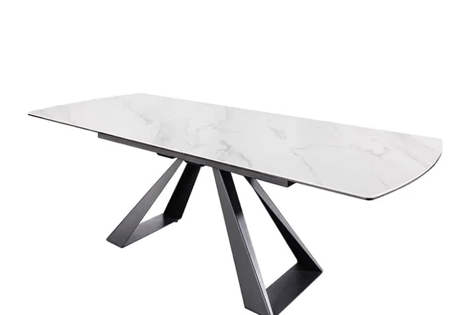 Ausziehbarer Esstisch CONCORD 180-230cm weiß Keramik schwarz Metall
