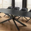 Ausziehbarer Esstisch COSMOS 160-240cm anthrazit Keramik schwarzes Metallgestell