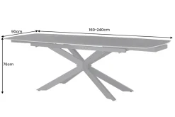 Ausziehbarer Esstisch COSMOS 160-240cm anthrazit Keramik schwarzes Metallgestell