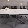 Ausziehbarer Esstisch ETERNITY 160-200cm weiß Keramik schwarz Metall