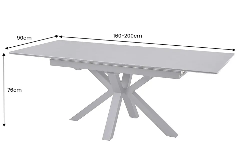 Ausziehbarer Esstisch ETERNITY 160-200cm graphit grau Keramik schwarz Metall