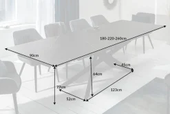 Ausziehbarer Esstisch EUPHORIA 180-220-260cm Graphit Keramik made in Italy