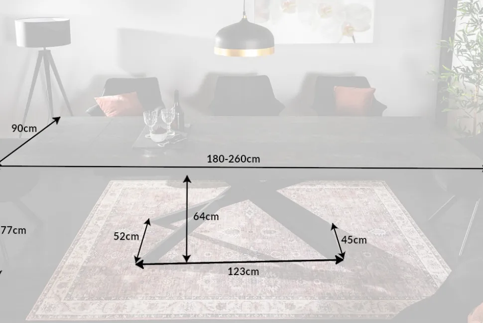 Ausziehbarer Esstisch EUPHORIA 180-220-260cm anthrazit Lava Keramik made in Italy
