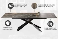 Ausziehbarer Esstisch EUPHORIA 180-220-260cm taupe anthrazit Keramik made in Italy