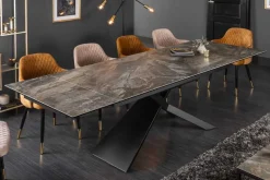 Ausziehbarer Esstisch EUPHORIA 180-220-260cm taupe anthrazit Keramik made in Italy