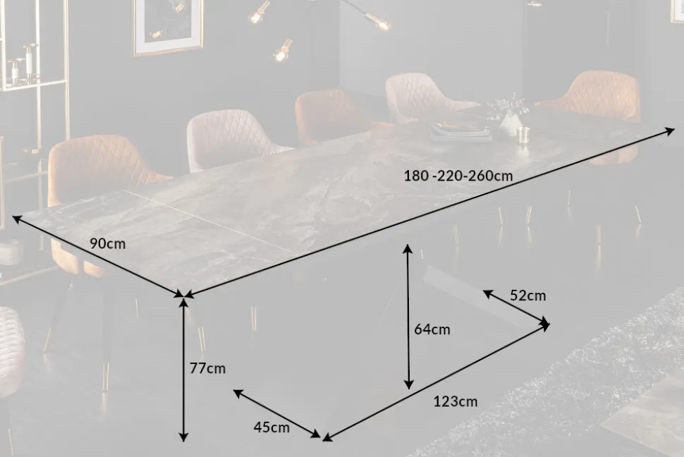 Ausziehbarer Esstisch EUPHORIA 180-220-260cm taupe anthrazit Keramik made in Italy