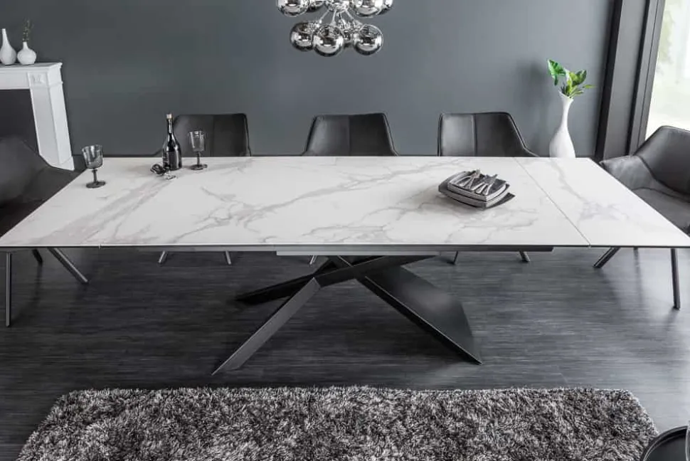 Ausziehbarer Esstisch EUPHORIA 180-220-260cm Marmor weiß Keramik made in Italy