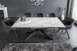 Ausziehbarer Esstisch EUPHORIA 180-220-260cm Marmor weiß Keramik made in Italy