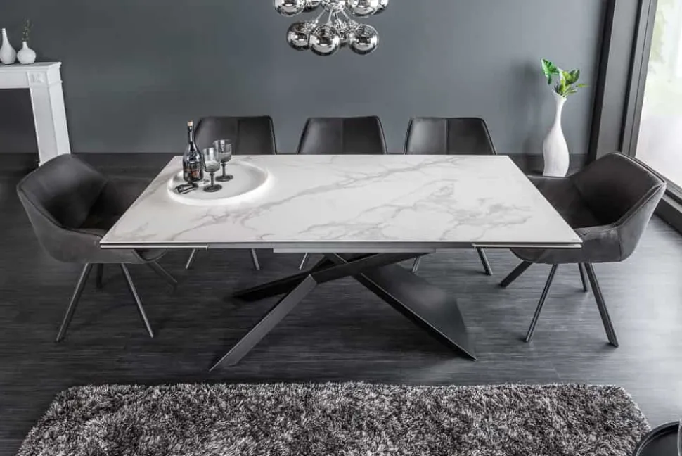 Ausziehbarer Esstisch EUPHORIA 180-220-260cm Marmor weiß Keramik made in Italy
