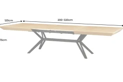 Ausziehbarer Esstisch GIANT 200-320cm natur Eiche schwarz Metall