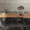 Ausziehbarer Esstisch GIANT 200-320cm natur Walnuss schwarz Metall