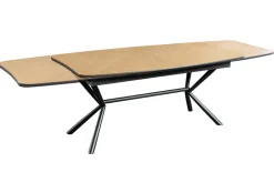 Ausziehbarer Esstisch GRANDEZZA 180-270cm natur Eiche schwarz Metall