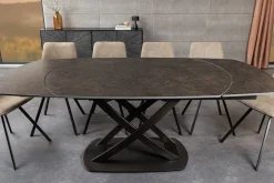 Ausziehbarer Esstisch INCEPTION 130-190cm rost oval Keramik bronze Gestell