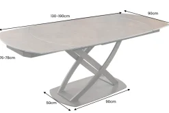 Ausziehbarer Esstisch INCEPTION 130-190cm rost oval Keramik bronze Gestell