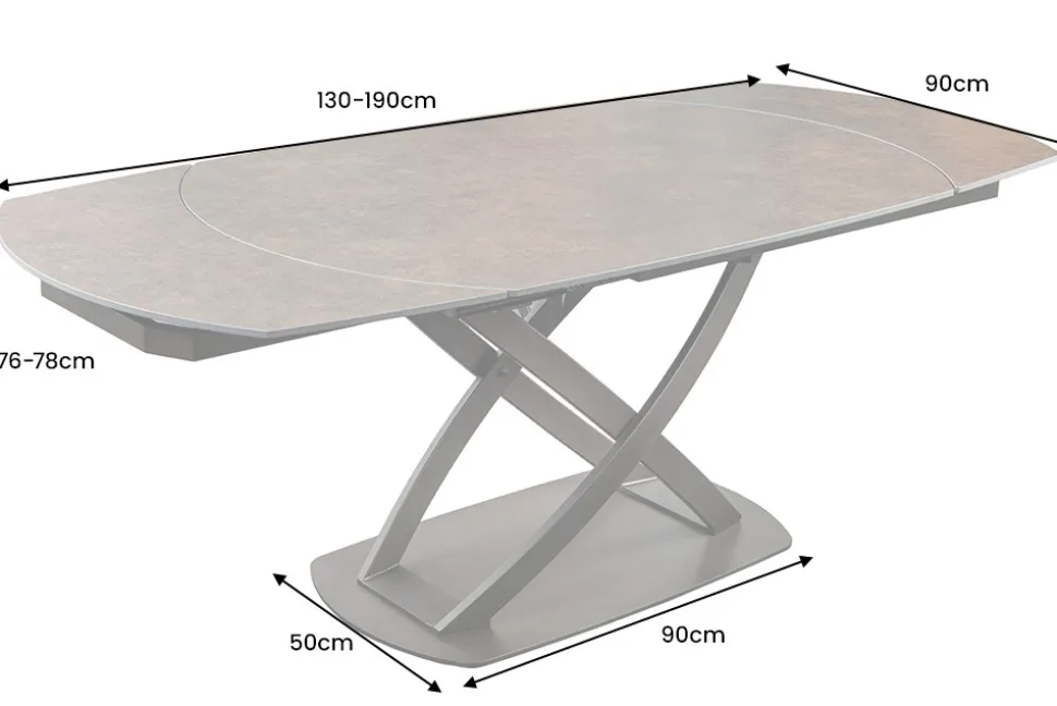 Ausziehbarer Esstisch INCEPTION 130-190cm rost oval Keramik bronze Gestell