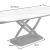 Ausziehbarer Esstisch INCEPTION 130-190cm weiß Marmor Keramik schwarzes Metallgestell