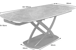 Ausziehbarer Esstisch INCEPTION 130-190cm anthrazit oval Keramik schwarz Metall