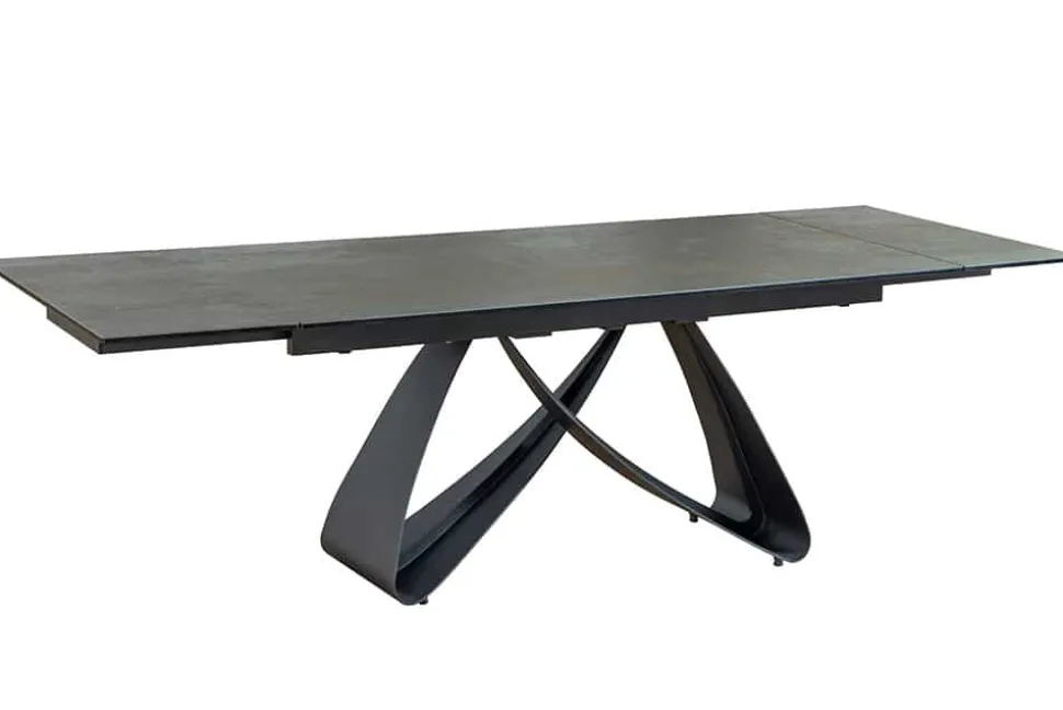 Ausziehbarer Esstisch INFINITY 180-260cm rost Keramik Marmor schwarz Metall
