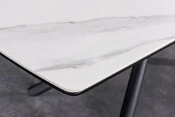 Ausziehbarer Esstisch MIKADO 180-230cm weiß Keramik schwarz Sterngestell