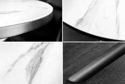 Ausziehbarer Esstisch MIKADO 120-160cm weiß Keramik oval schwarz Sterngestell