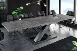 Ausziehbarer Esstisch MONTREAL 180-280cm grau graphit Keramik-Design X-Gestell