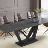 Ausziehbarer Esstisch PAPILLON 180-260cm graphit Keramik Marmor schwarz Metall