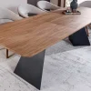 Ausziehbarer Esstisch PRESTIGE 180-240cm natur Walnussholz schwarzes Metallgestell