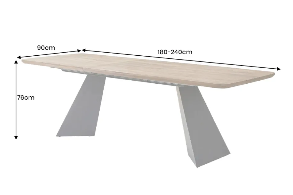 Ausziehbarer Esstisch PRESTIGE 180-240cm natur Walnussholz schwarzes Metallgestell