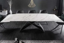 Ausziehbarer Esstisch PROMETHEUS 180-220-260cm weiß Marmor Keramik made in Italy